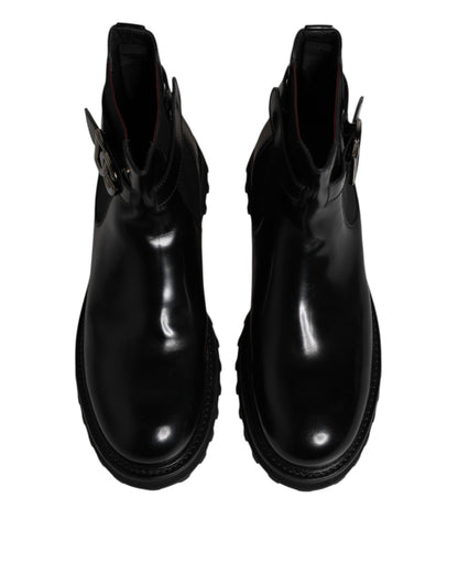 Dolce & Gabbana Black Belted DG Logo Men Chelsea Boots Shoes