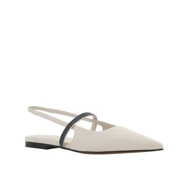 Brunello Cucinelli White Calfskin Ballet Flats