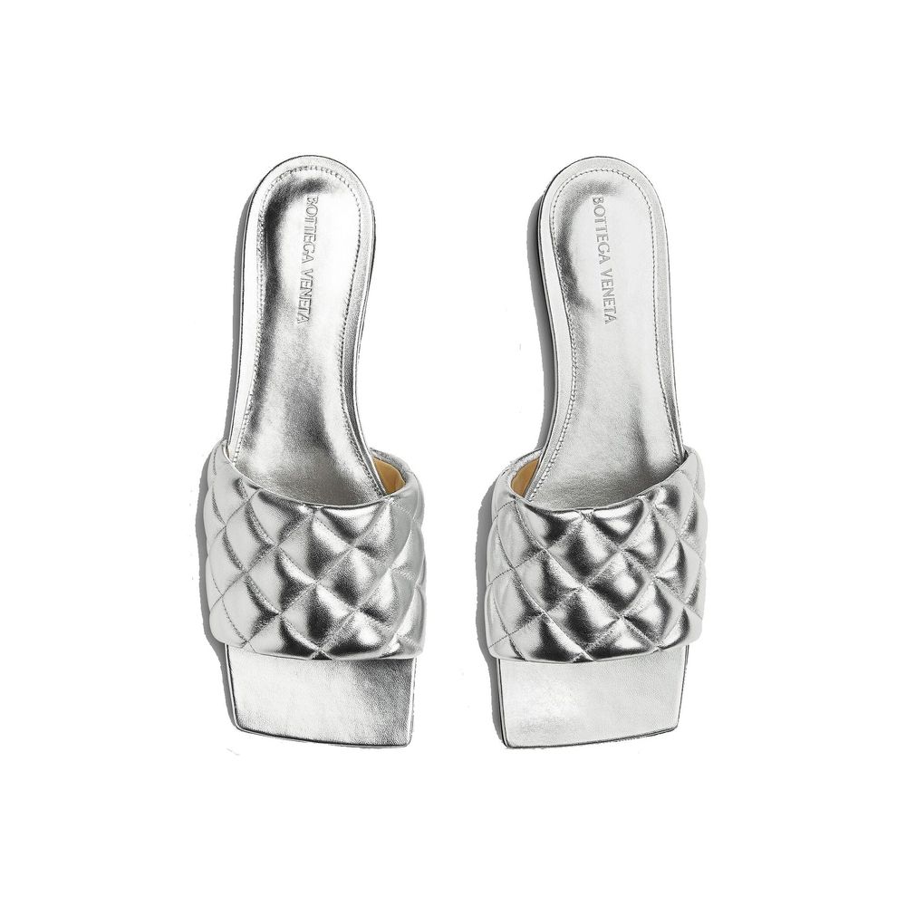 Bottega Veneta Silver Calfskin Slippers