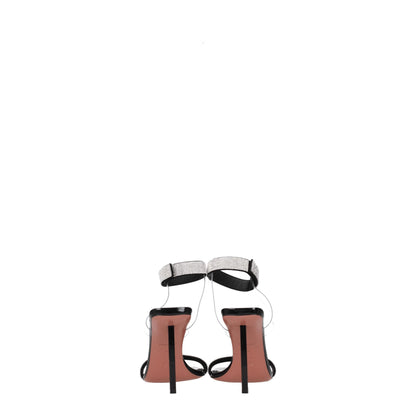 Amina Muaddi Black Crystals Stiletto Heels Sandals