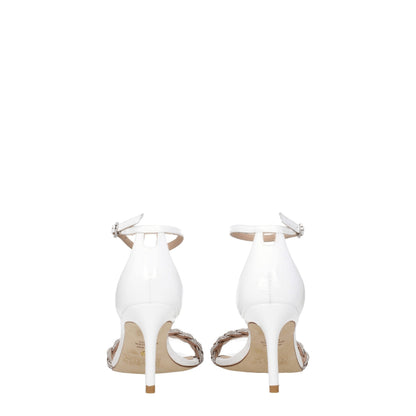 Stuart Weitzman White Leather Stiletto Heel Sandals