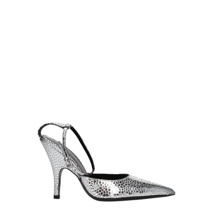 BY FAR Gray Leather High Heel Pumps