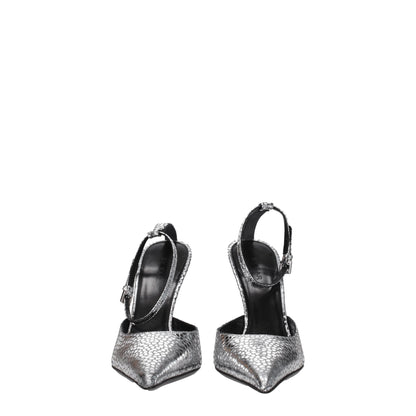 BY FAR Gray Leather High Heel Pumps
