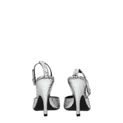 BY FAR Gray Leather High Heel Pumps