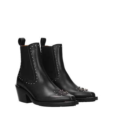 Chloé Black Leather Ankle Boots