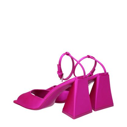 The Attico Pink Satin Stiletto Heel Sandals