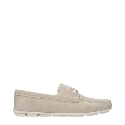 Prada Gray Leather Slip-On Loafers