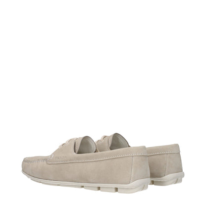 Prada Gray Leather Slip-On Loafers