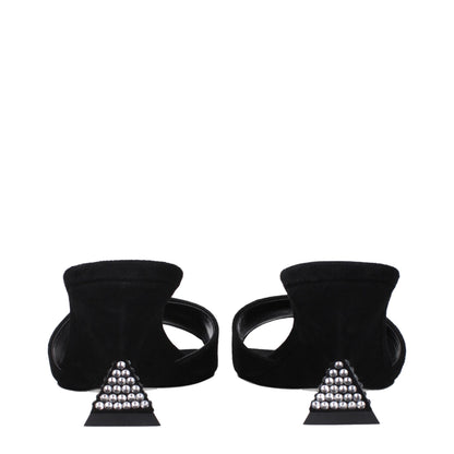 The Attico Black Leather Platform Sandals