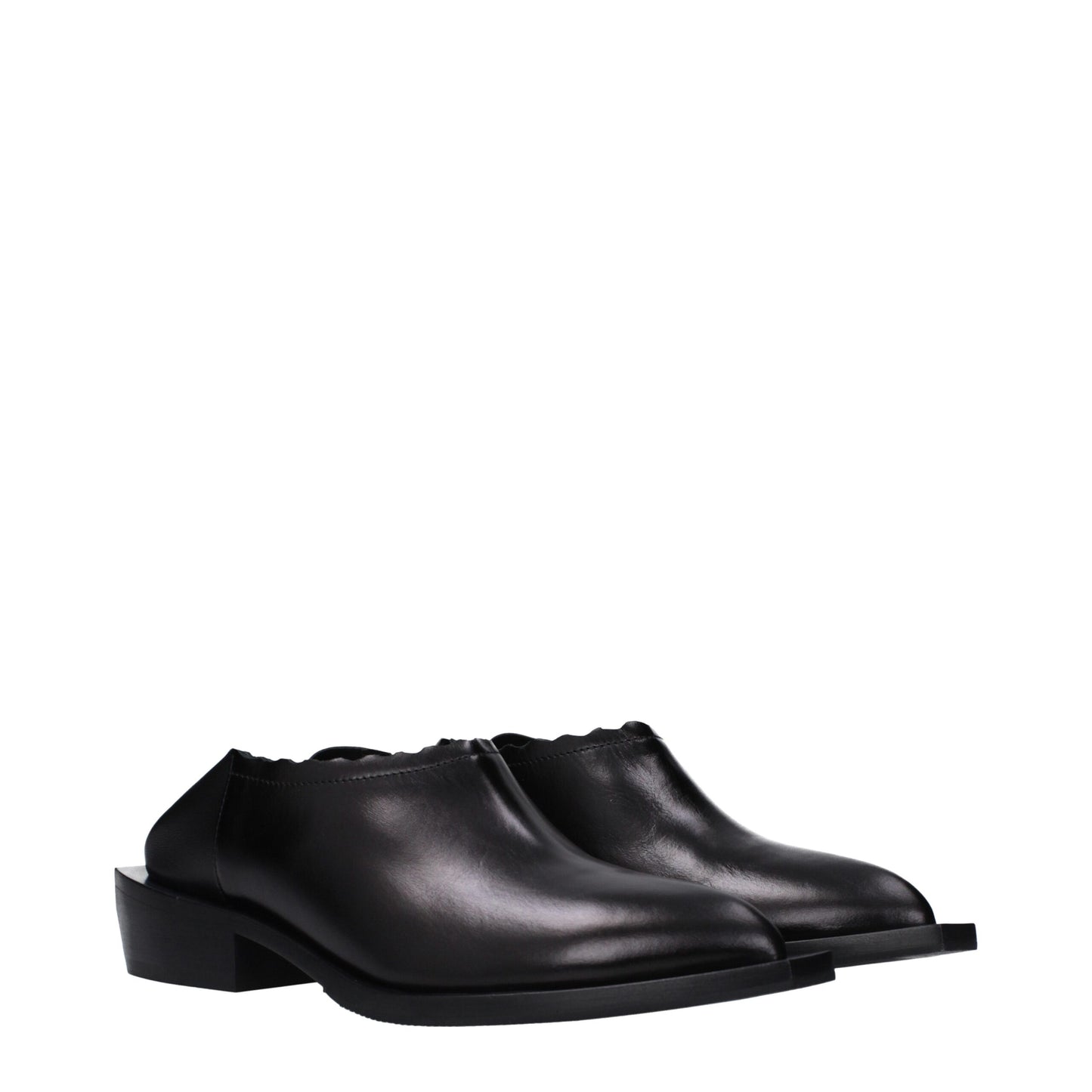 Moschino Black Leather Mules