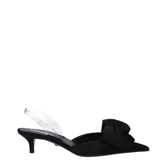 Versace Black Satin Flat Sandals