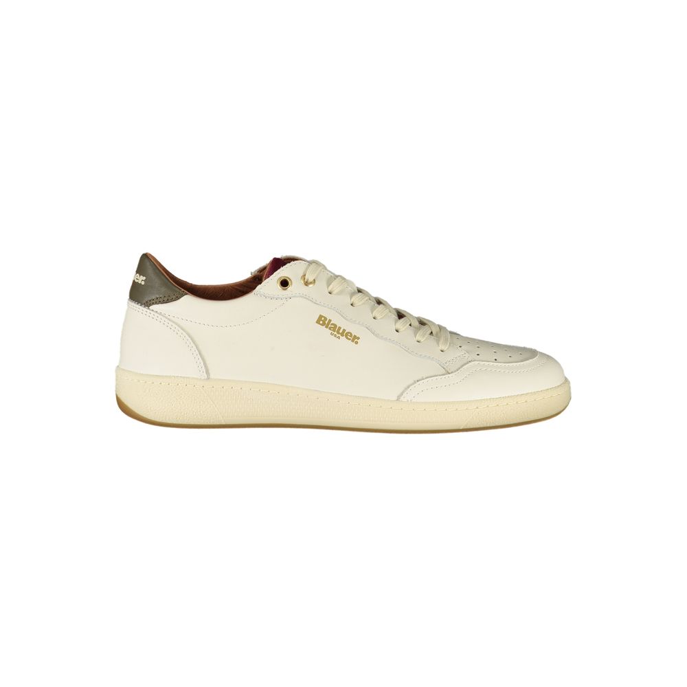 Blauer White Leather Men Sneaker