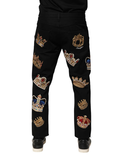 Dolce & Gabbana Black Baroque Royal Men Dress Trouser Pants