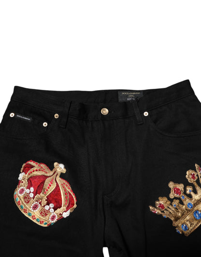 Dolce & Gabbana Black Baroque Royal Men Dress Trouser Pants