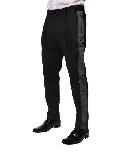 Dolce & Gabbana Black Gray Cotton Dress Formal Trouser Pants