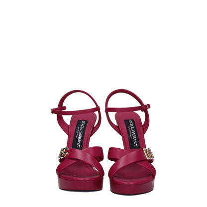 Dolce & Gabbana Pink Leather Platform Sandals
