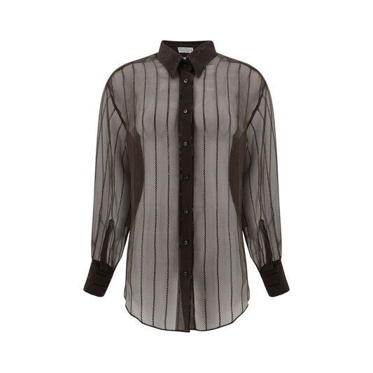 Brunello Cucinelli Brown Silk Blouse
