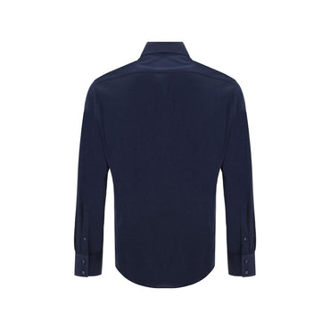 Brunello Cucinelli Blue Silk Shirt