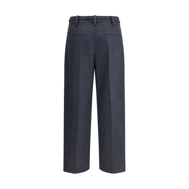 Brunello Cucinelli Gray Fleece Wool Casual Pants
