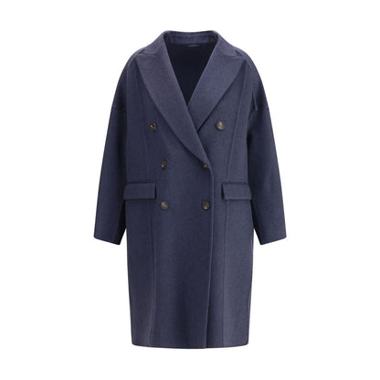 Brunello Cucinelli Blue Cashmere Coat