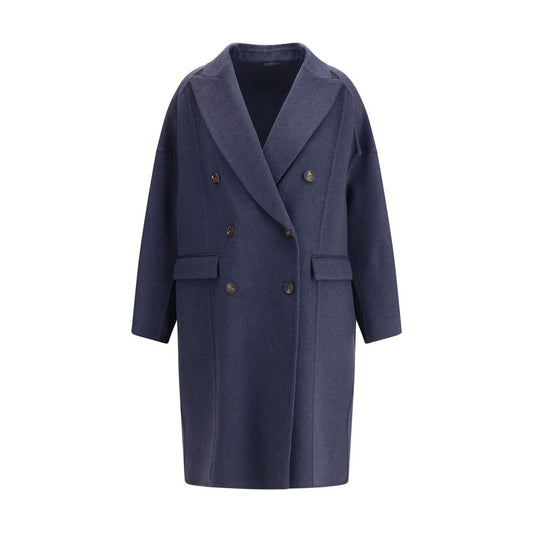Brunello Cucinelli Blue Cashmere Coat
