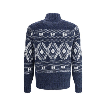 Brunello Cucinelli Blue Alpaca Vicugna Pacos Cardigan