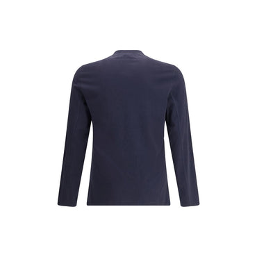Brunello Cucinelli Blue Cotton Long Sleeve T-Shirt