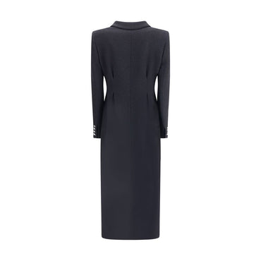 Alessandra Rich Black Fleece Wool Coat