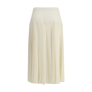 Alessandra Rich White Fleece Wool Midi Skirt