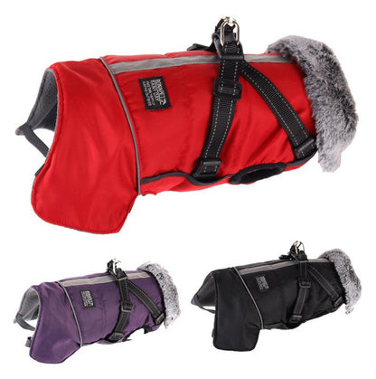 Pet Adventure All-Weather Reflective Jacket With Removable Fur Collar