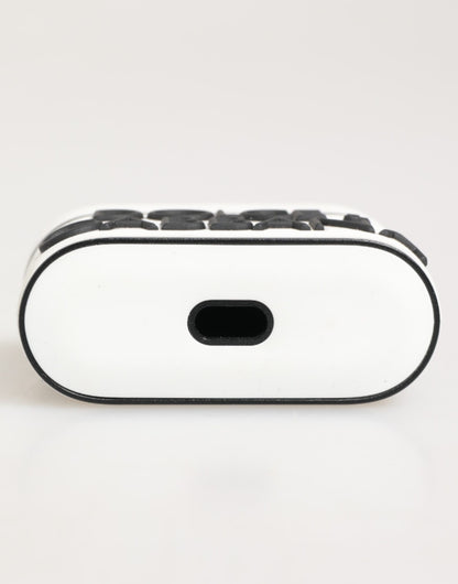 Dolce & Gabbana White Black Rubber Logo Embossed Accessory Airpods Case
