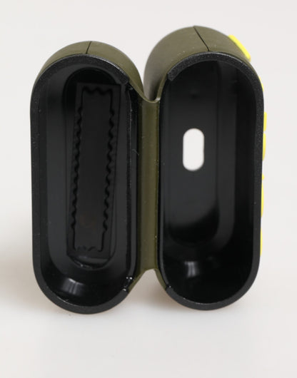 Dolce & Gabbana Army Green Rubber Logo Embossed Accessory  Airpods Case