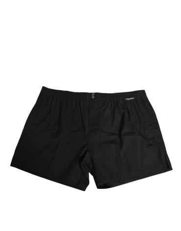 Dolce & Gabbana Black Cotton Elastic Waistband Button Swimwear
