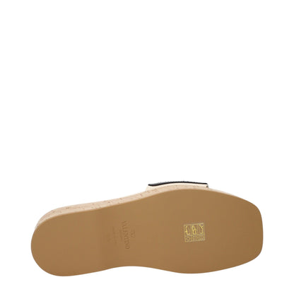 Valentino Garavani Beige Leather Wedge Sandals