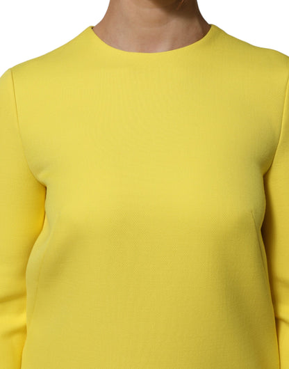 Dolce & Gabbana Yellow Viscose Acetate Mini Long Sleeve Dress