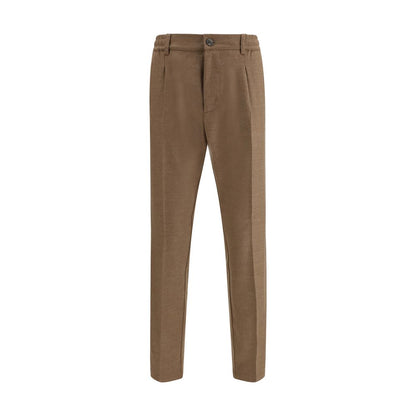 Cruna Brown Fleece Wool Casual Pants