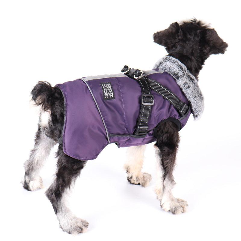 Pet Adventure All-Weather Reflective Jacket With Removable Fur Collar