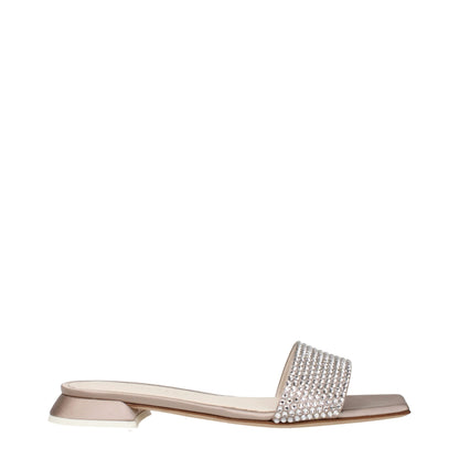 3Juin Beige Satin Slippers Sandals