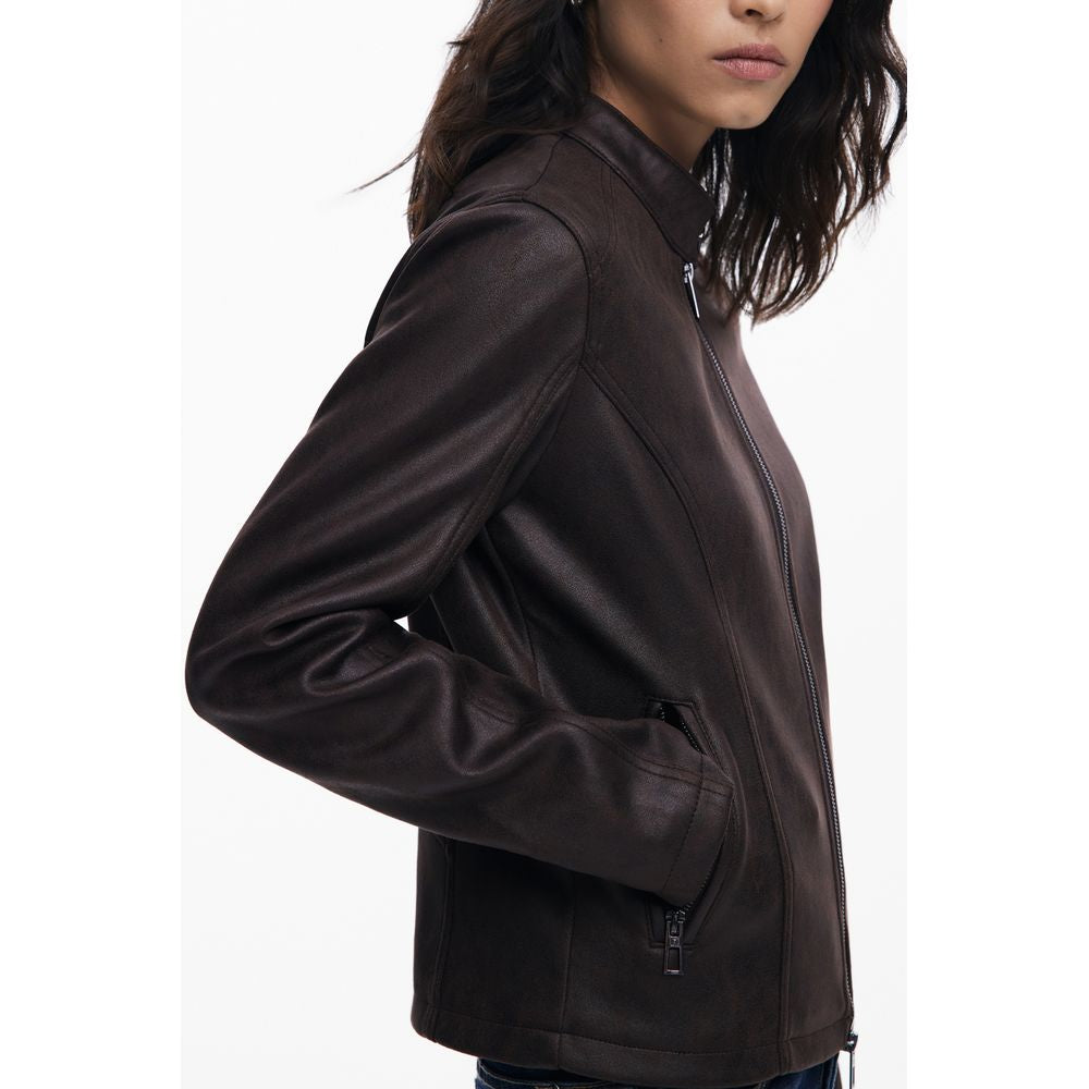 Desigual Brown Polyester Jackets & Coat
