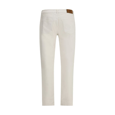 Brunello Cucinelli White Cotton Slim Fit Jeans