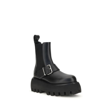 Alexander McQueen Black Calf Leather Bos Taurus Ankle Boots