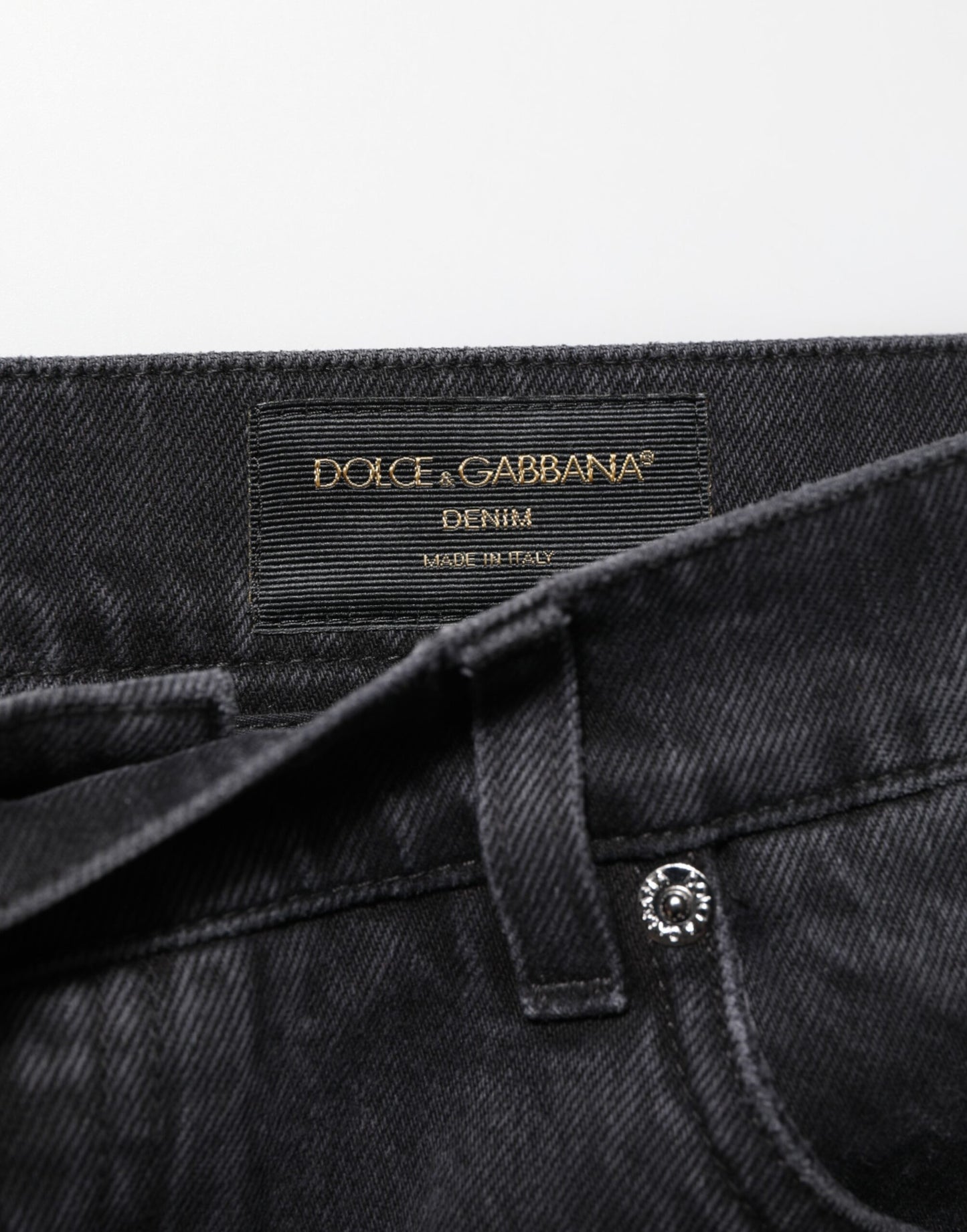 Dolce & Gabbana Black Denim Wide Leg Relaxed Fit Pants Jeans