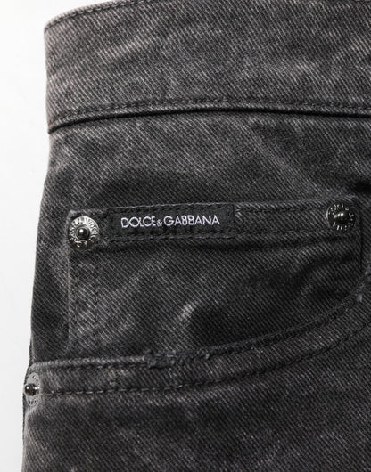 Dolce & Gabbana Black Cotton Mid Waist Denim Men Bermuda Short