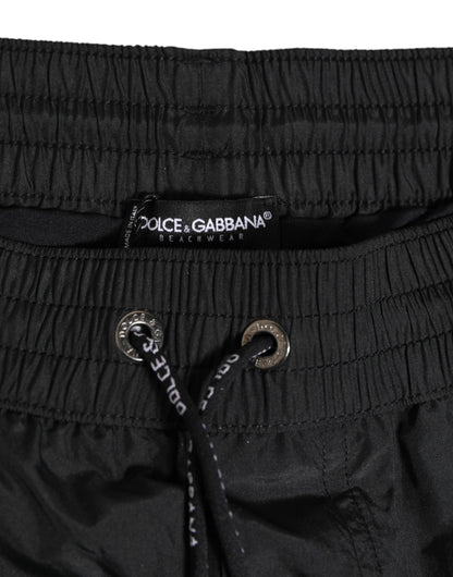 Dolce & Gabbana Black Logo Polyester Beachwear Shorts Swimwear
