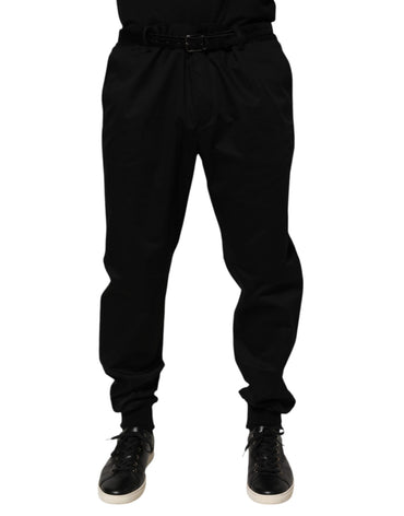 Dolce & Gabbana Black Cotton Stretch Casual Trouser Pants