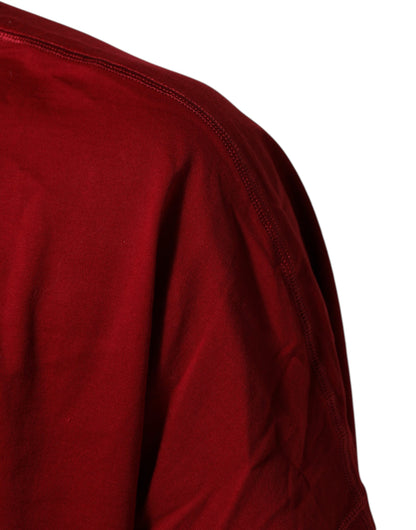 Dolce & Gabbana Maroon LogoCrown Cotton Half Sleeve T-shirt
