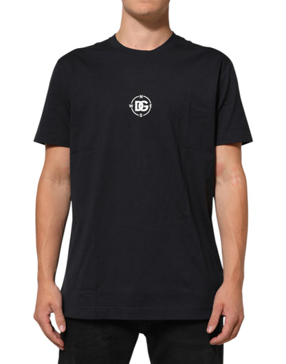 Dolce & Gabbana Black Logo Compass Cotton Crew Neck T-shirt