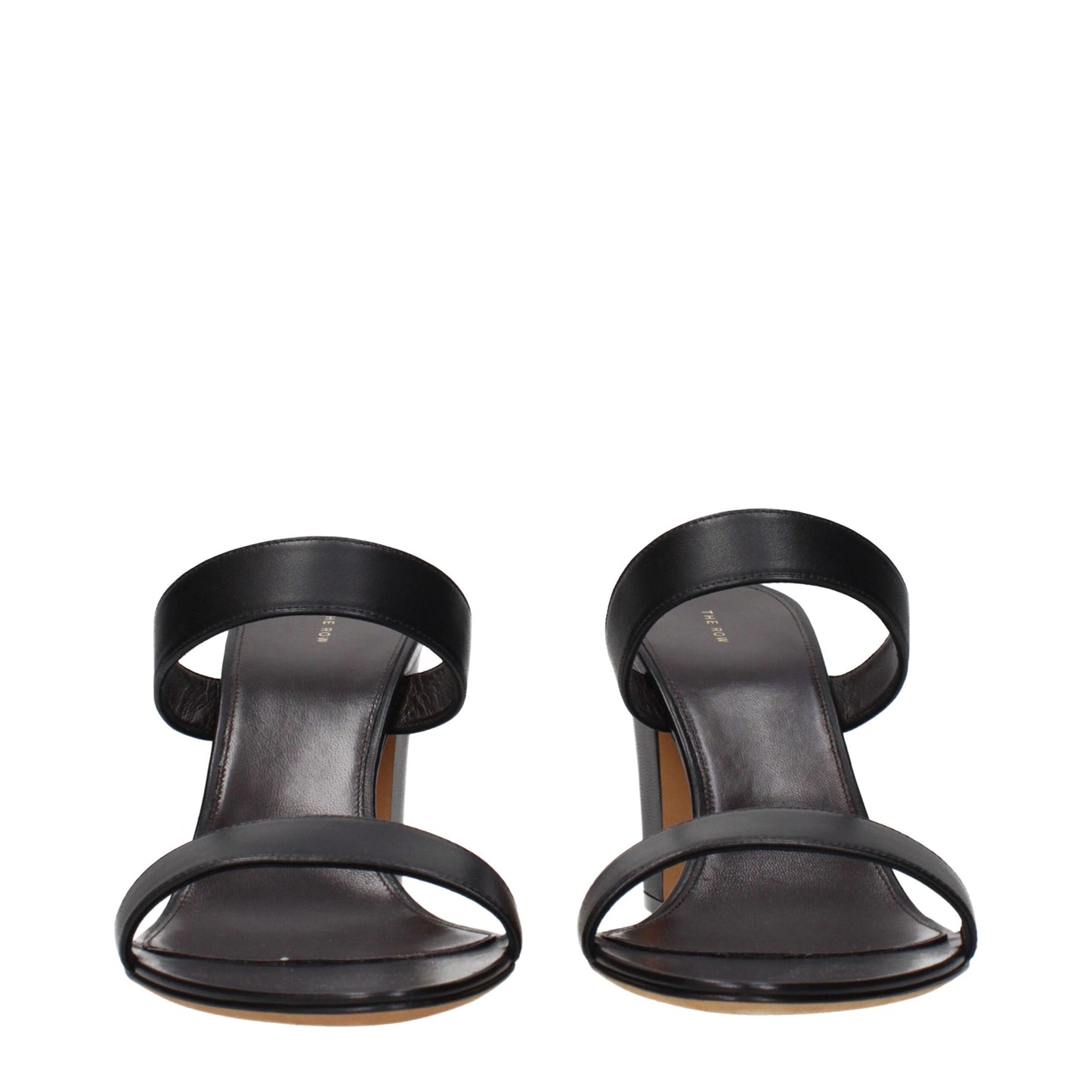 The Row Black Leather Stiletto Heel Sandals