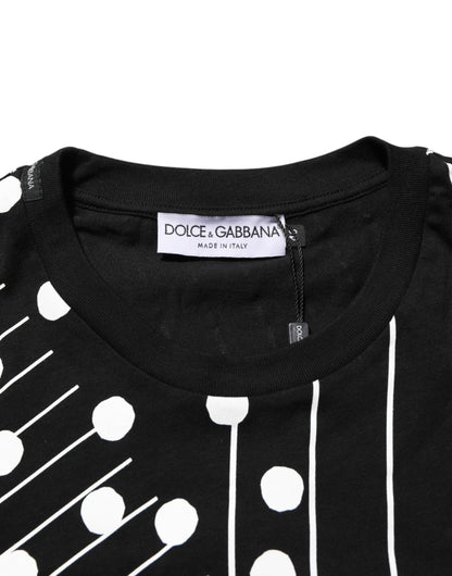 Dolce & Gabbana Black Cotton Polka Dots Round Neck T-shirt