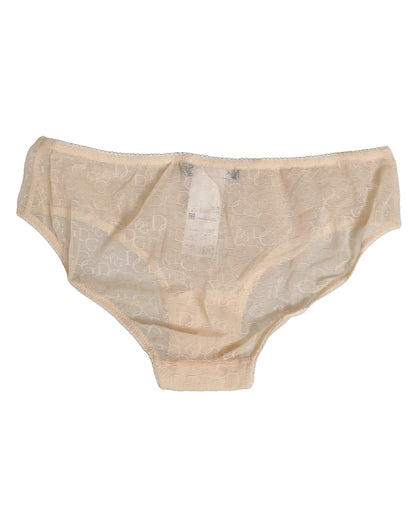 Dolce & Gabbana Beige DG Logo Lace Mid Waist Panty Underwear